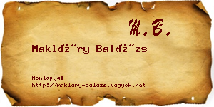 Makláry Balázs névjegykártya